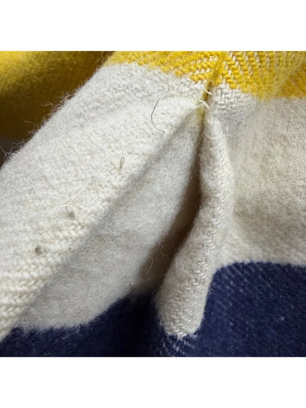 Vintage Hudsons Bay 4 Point Wool Blanket Coat Double Breasted Stripes Canada 70s